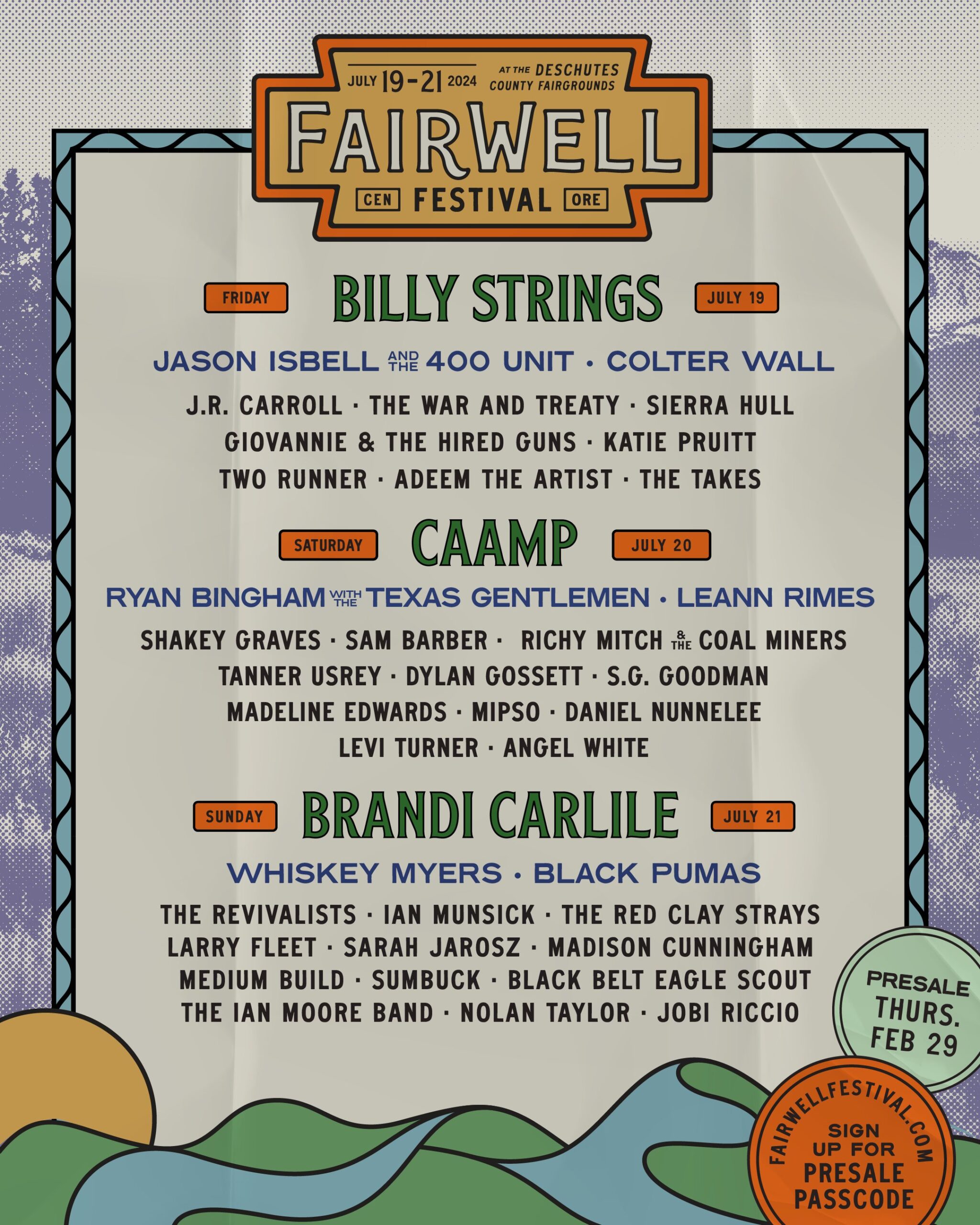 Billy Strings, Brandi Carlile, Caamp To Headline Fairwell Festival In